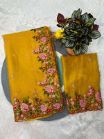 Thumbnail for Joban Fashion Yellow Candy Crush Party Wear Sarees - Distacart