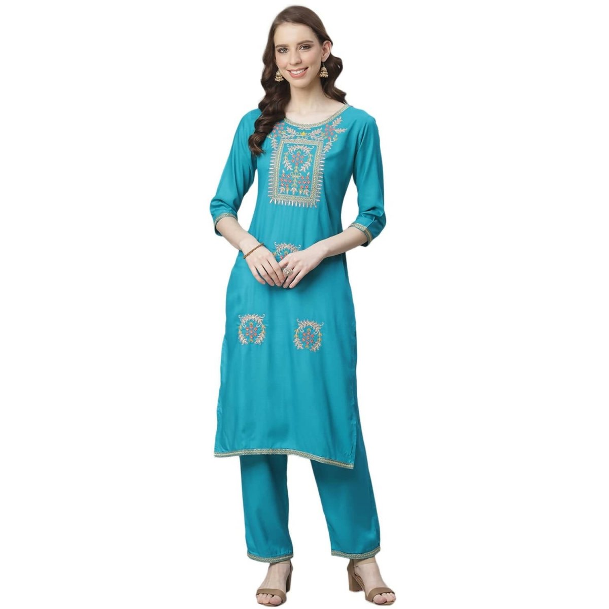 Anubhutee Women's Blue Kurta Set - Distacart