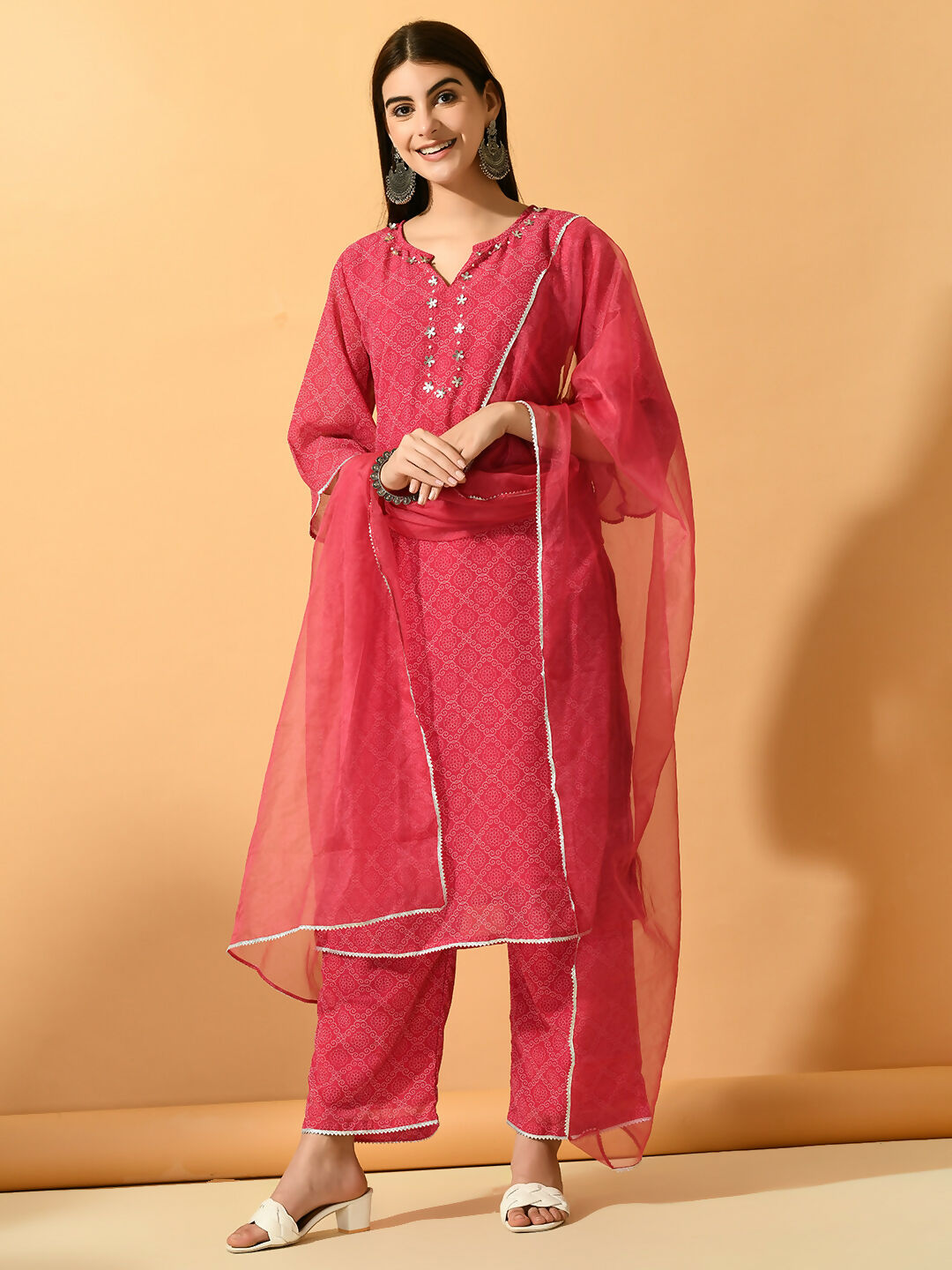 Myshka Women's Pink Embroidered Party Kurta Sets - Distacart