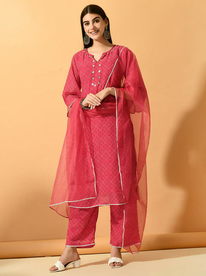 Myshka Women's Pink Embroidered Party Kurta Sets - Distacart