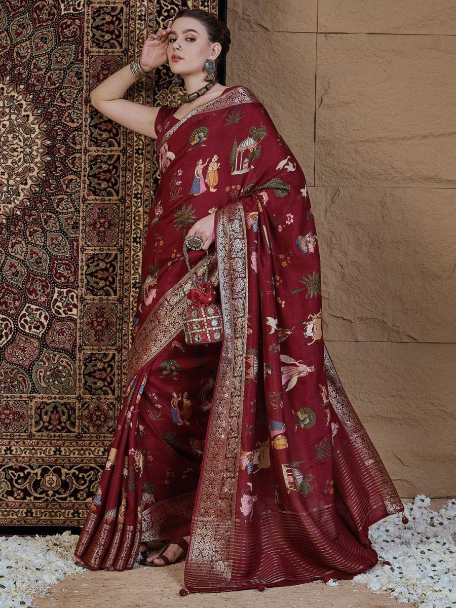 Anouk Kalamkari Zari Silk Blend Sungudi Saree - Distacart