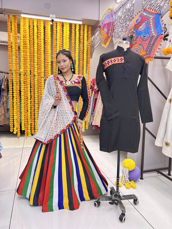 Malishka Rayon With Digital Print Navratri Special Lehenga Choli Set - Black - Distacart