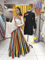 Thumbnail for Malishka Rayon With Digital Print Navratri Special Lehenga Choli Set - Multi Lining - Distacart
