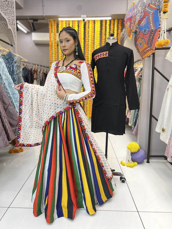 Malishka Rayon With Digital Print Navratri Special Lehenga Choli Set - Multi Lining - Distacart