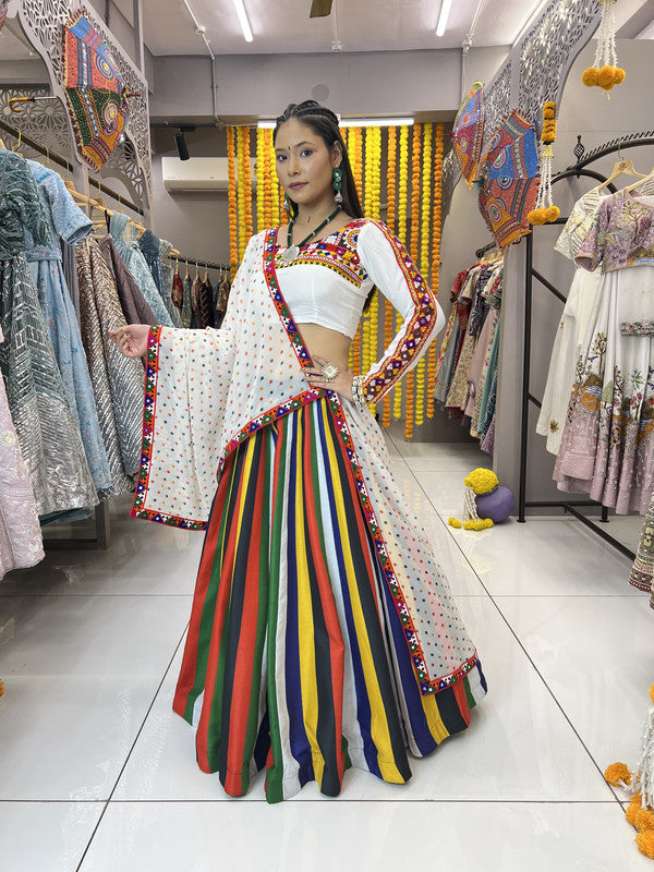 Malishka Rayon With Digital Print Navratri Special Lehenga Choli Set - Multi Lining - Distacart