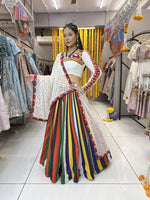 Thumbnail for Malishka Rayon With Digital Print Navratri Special Lehenga Choli Set - Multi Lining - Distacart