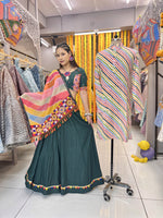 Thumbnail for Malishka Rayon With Gamthi Work Navratri Special Lehenga Choli Set - Green - Distacart