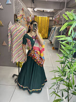 Thumbnail for Malishka Rayon With Gamthi Work Navratri Special Lehenga Choli Set - Green - Distacart