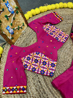 Thumbnail for Malishka Rayon With Gamthi Work Navratri Special Lehenga Choli Set - Rani - Distacart