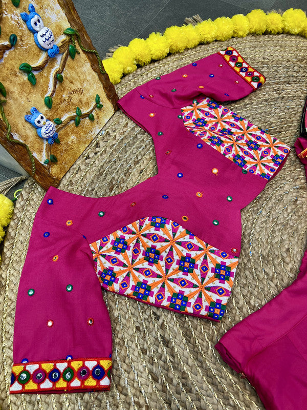 Malishka Rayon With Gamthi Work Navratri Special Lehenga Choli Set - Rani - Distacart