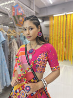 Thumbnail for Malishka Rayon With Gamthi Work Navratri Special Lehenga Choli Set - Rani - Distacart