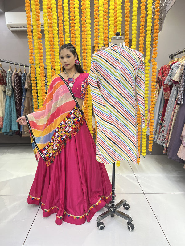 Malishka Rayon With Gamthi Work Navratri Special Lehenga Choli Set - Rani - Distacart