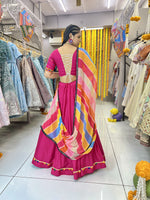 Thumbnail for Malishka Rayon With Gamthi Work Navratri Special Lehenga Choli Set - Rani - Distacart