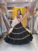 Thumbnail for Malishka Rayon With Gamthi Work Navratri Special Lehenga Choli Set - Black - Distacart