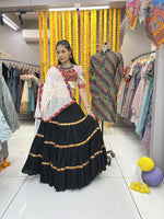 Thumbnail for Malishka Rayon With Gamthi Work Navratri Special Lehenga Choli Set - Black - Distacart