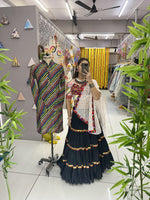 Thumbnail for Malishka Rayon With Gamthi Work Navratri Special Lehenga Choli Set - Black - Distacart