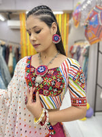 Thumbnail for Malishka Rayon With Gamthi Work Navratri Special Lehenga Choli Set - Rani - Distacart