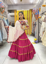 Thumbnail for Malishka Rayon With Gamthi Work Navratri Special Lehenga Choli Set - Rani - Distacart