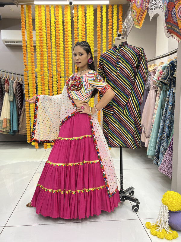 Malishka Rayon With Gamthi Work Navratri Special Lehenga Choli Set - Rani - Distacart