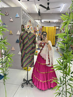 Thumbnail for Malishka Rayon With Gamthi Work Navratri Special Lehenga Choli Set - Rani - Distacart
