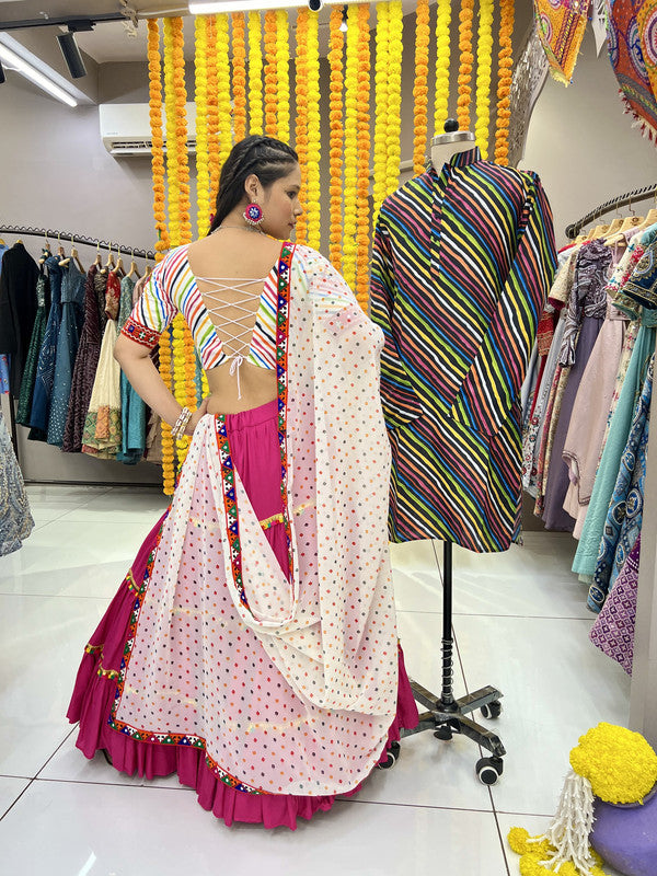 Malishka Rayon With Gamthi Work Navratri Special Lehenga Choli Set - Rani - Distacart