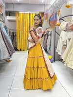 Thumbnail for Malishka Rayon With Gamthi Work Navratri Special Lehenga Choli Set - Yellow - Distacart