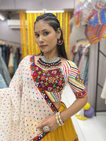 Thumbnail for Malishka Rayon With Gamthi Work Navratri Special Lehenga Choli Set - Yellow - Distacart