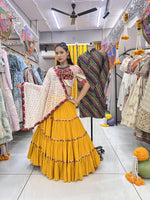 Thumbnail for Malishka Rayon With Gamthi Work Navratri Special Lehenga Choli Set - Yellow - Distacart