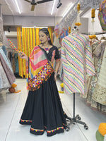 Thumbnail for Malishka Rayon With Gamthi Work Navratri Special Lehenga Choli Set - Black - Distacart
