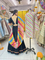 Thumbnail for Malishka Rayon With Gamthi Work Navratri Special Lehenga Choli Set - Black - Distacart