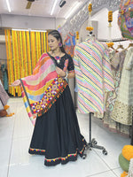 Thumbnail for Malishka Rayon With Gamthi Work Navratri Special Lehenga Choli Set - Black - Distacart