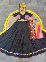 Thumbnail for Malishka Rayon With Gamthi Work Navratri Special Lehenga Choli Set - Black - Distacart
