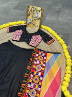 Thumbnail for Malishka Rayon With Gamthi Work Navratri Special Lehenga Choli Set - Black - Distacart