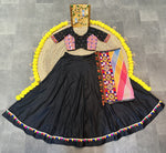 Thumbnail for Malishka Rayon With Gamthi Work Navratri Special Lehenga Choli Set - Black - Distacart