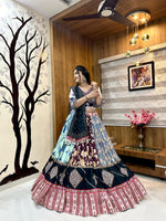 Thumbnail for Malishka Muslin Cotton With Digital Print Navratri Special Lehenga Choli Set - Multi - Distacart