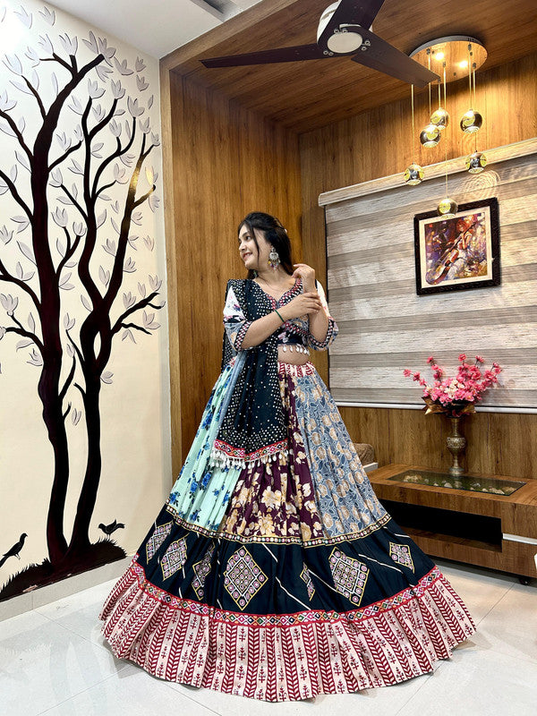 Malishka Muslin Cotton With Digital Print Navratri Special Lehenga Choli Set - Multi - Distacart