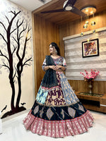 Thumbnail for Malishka Muslin Cotton With Digital Print Navratri Special Lehenga Choli Set - Multi - Distacart