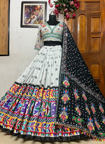 Thumbnail for Malishka Muslin Cotton With Digital Print Navratri Special Lehenga Choli Set - Multi - Distacart