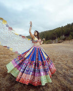 Thumbnail for Malishka Muslin Cotton With Digital Print Navratri Special Lehenga Choli Set - Multi - Distacart