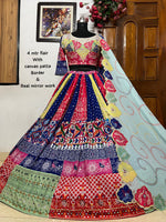Thumbnail for Malishka Muslin Cotton With Digital Print Navratri Special Lehenga Choli Set - Multi - Distacart