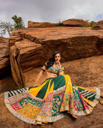 Thumbnail for Malishka Muslin Cotton With Mirror Work Navratri Special Lehenga Choli Set - Multi - Distacart