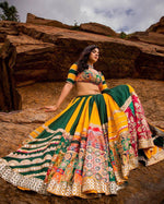 Thumbnail for Malishka Muslin Cotton With Mirror Work Navratri Special Lehenga Choli Set - Multi - Distacart