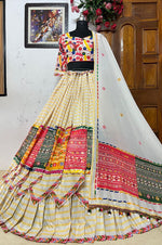 Thumbnail for Malishka Muslin Cotton With Mirror Work Navratri Special Lehenga Choli Set - Multi - Distacart
