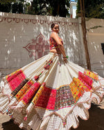 Thumbnail for Malishka Muslin Cotton With Mirror Work Navratri Special Lehenga Choli Set - Multi - Distacart