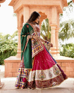 Thumbnail for Malishka Muslin Cotton With Mirror Work Navratri Special Lehenga Choli Set - Multi - Distacart