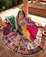 Thumbnail for Malishka Muslin Cotton With Mirror Work Navratri Special Lehenga Choli Set - Multi - Distacart