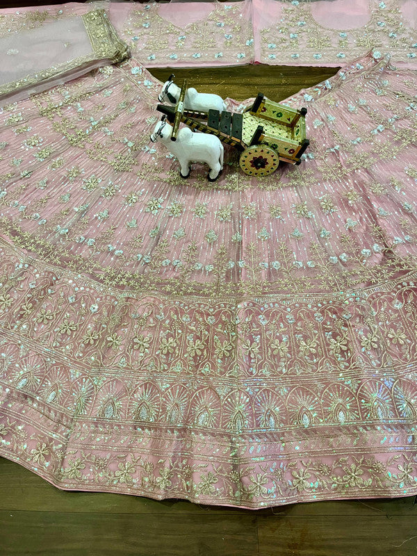Malishka Soft Butterfly Net With Sequins Embroidery Work Navratri Special Lehenga Choli Set - Multi - Distacart