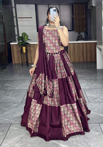 Thumbnail for Malishka Pure Rayon Cotton With Kodi Work Navratri Special Lehenga Choli Set - Multi - Distacart