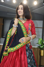 Thumbnail for Malishka Pure Rayon Cotton With Gamthi Work Navratri Special Lehenga Choli Set - Maroon - Distacart