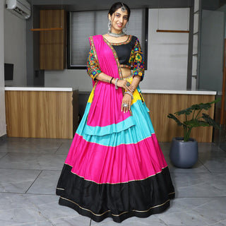 Malishka Pure Rayon Cotton With Gamthi Work Navratri Special Lehenga Choli Set - Multi - Distacart